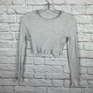 Alexander Wang Cropped Long Sleeve Tee in Ribbed Jersey Size M